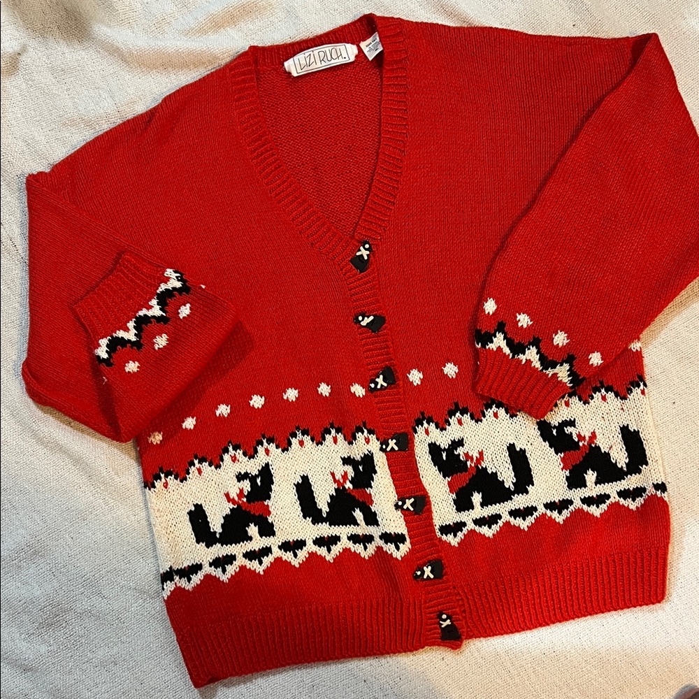 Vintage Red dog patterned Sweater